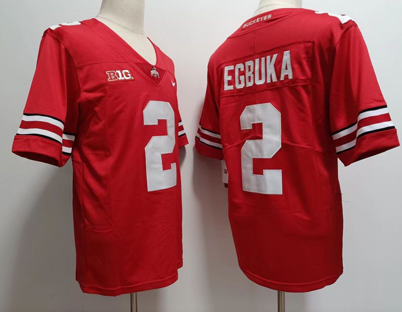 Men Ohio State Buckeyes #2 Egbuka Red Nike 2025 NCAA Jersey
